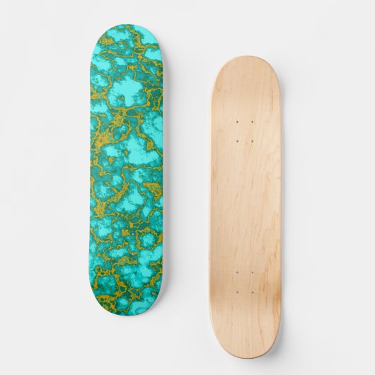 Turquoise en Gold Persoonlijk Skateboard (Voorkant)