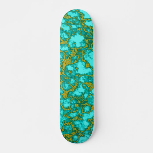 Turquoise en Gold Persoonlijk Skateboard (Voorkant)