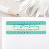 Turquoise en Gold Polka Dot Adresetiketten Etiket (Insitu)