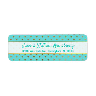 Turquoise en Gold Polka Dot Adresetiketten Etiket
