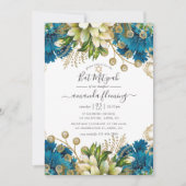 Turquoise en Gold Shabby Bat Mitzvah Kaart (Voorkant)