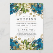  Turquoise en Gold Shabby-Chic Wedding Programmakaart (Voorkant)