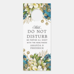 Turquoise en Gold Shabby Floral Wedding Deurhanger