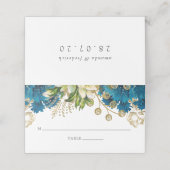  Turquoise en Gold Shabby Floral Wedding Plaatskaartje (Buitenkant ongevouwen)