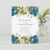  Turquoise en Gold Shabby Quinceañera Kaart (Staand voorkant)