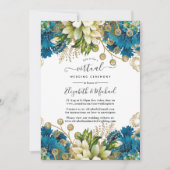  Turquoise en Gold Shabby Virtual Wedding Kaart (Voorkant)