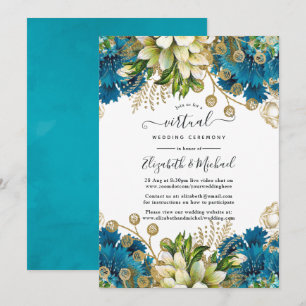Turquoise en Gold Shabby Virtual Wedding Kaart