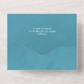  Turquoise en Gold Shabby Wedding All In One Uitnodiging (Achterkant)