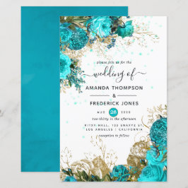  Turquoise en Gold Shabby Wedding Invite