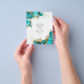 Turquoise en Gold Shabby Wedding Invite Flyer (Hand)