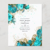  Turquoise en Gold Shabby Wedding Invite Flyer (Voorkant)