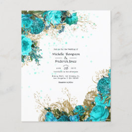  Turquoise en Gold Shabby Wedding Invite Flyer