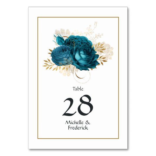  Turquoise en Gold Shabby Wedding Kaart (Voorkant)