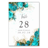  Turquoise en Gold Shabby Wedding Kaart (Achterkant)