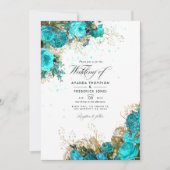 Turquoise en Gold Shabby Wedding Photo Kaart (Voorkant)
