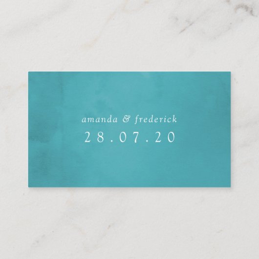 Turquoise en Gold Shabby Wedding Plaatskaartje (Achterkant)