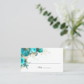 Turquoise en Gold Shabby Wedding Plaatskaartje (Staand voorkant)
