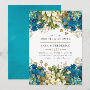 Turquoise en Gold Shabby Wedding Shower Kaart