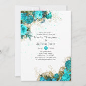  Turquoise en Gold Shabby Wedding Shower Kaart (Voorkant)