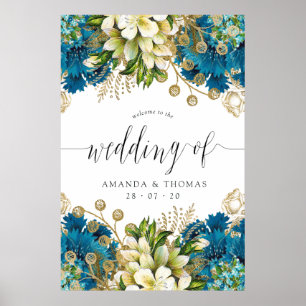  Turquoise en Gold Shabby Wedding Welcome Poster