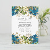  Turquoise en Gold Shower per Mail Kaart (Staand voorkant)