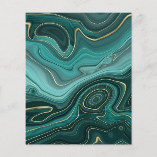 Turquoise en Gold Strata Agate Wedding Flyer (Achterkant)