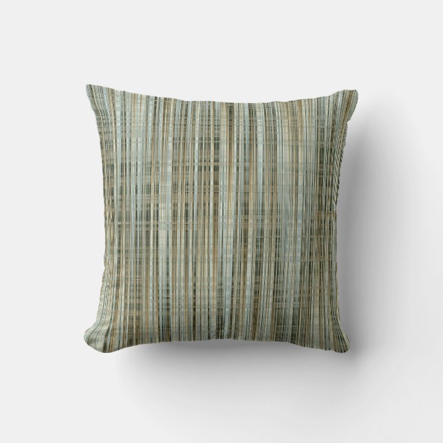 Turquoise en Gold Striped Pattern Kussen (Voorkant)