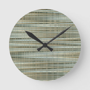 Turquoise en Gold Striped Pattern Ronde Klok