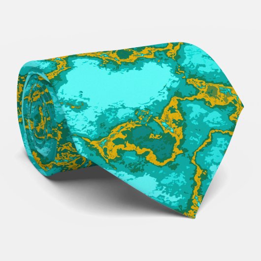 Turquoise en Gold Stropdas (Opgerold)
