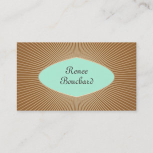 Turquoise en Gold Sunburst Retro Mode Boutique Visitekaartje