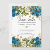 Turquoise en Gold Virtual Vrijgezellenfeest Kaart (Voorkant)