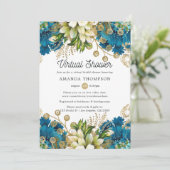 Turquoise en Gold Virtual Vrijgezellenfeest Kaart (Staand voorkant)