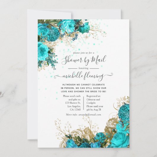  Turquoise en Gold Vrijgezellenfeest per post Kaart (Voorkant)