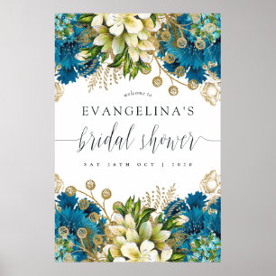  Turquoise en Gold Vrijgezellenfeest Welkom Poster