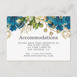 Turquoise en Gold Wedding Accommodations Informatiekaartje