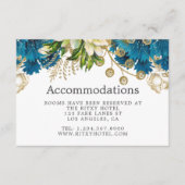 Turquoise en Gold Wedding Accommodations Informatiekaartje (Voorkant)