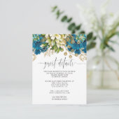  Turquoise en Gold Wedding Guest - Gegevens Informatiekaartje (Staand voorkant)