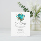  Turquoise en Gold Wedding Guest - Gegevens Informatiekaartje (Staand voorkant)