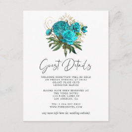  Turquoise en Gold Wedding Guest - Gegevens Informatiekaartje