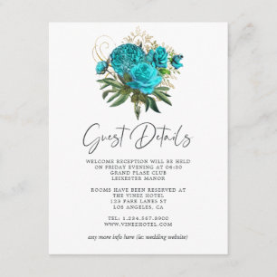 Turquoise en Gold Wedding Guest - Gegevens Informatiekaartje