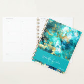 Turquoise en Goud Abstract Marmeren Ontwerp Planner (Display)