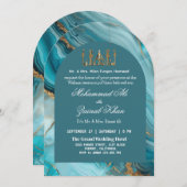 Turquoise en goud Agate Valima Uitnodiging (Voorkant / Achterkant)