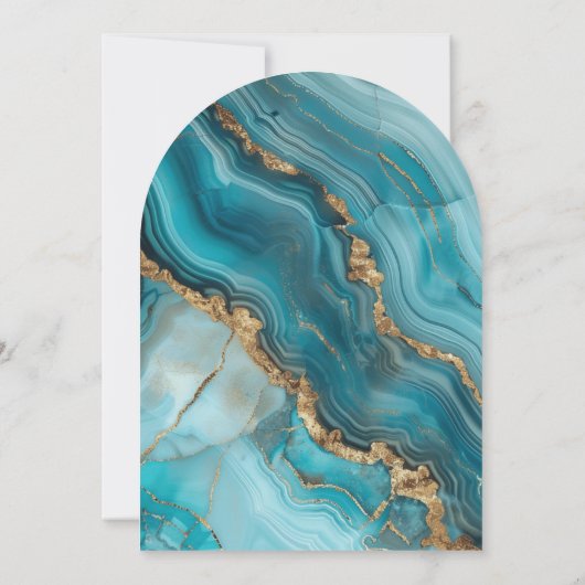 Turquoise en goud Agate Valima Uitnodiging (Achterkant)