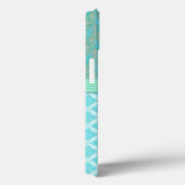 Turquoise en Goud Damast Aangepast Monogram Patroo Case-Mate iPhone Case (Achterkant / Rechts)