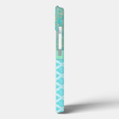 Turquoise en Goud Damast Aangepast Monogram Patroo Case-Mate iPhone Case (Achterkant / Links)