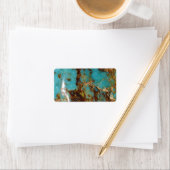Turquoise en goud etiket (Insitu)