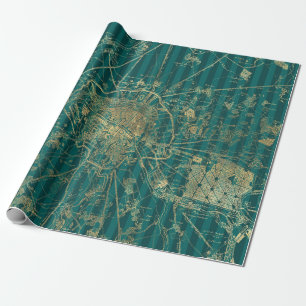 Turquoise en goud folie vintage kaart cadeaupapier