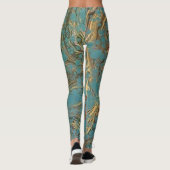Turquoise en goud, gemarmerd. leggings (Achterkant)