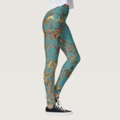 Turquoise en goud, gemarmerd. leggings (Rechts)
