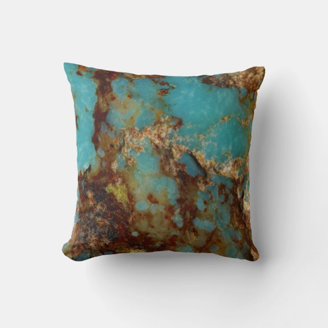 Turquoise en goud kussen (Voorkant)